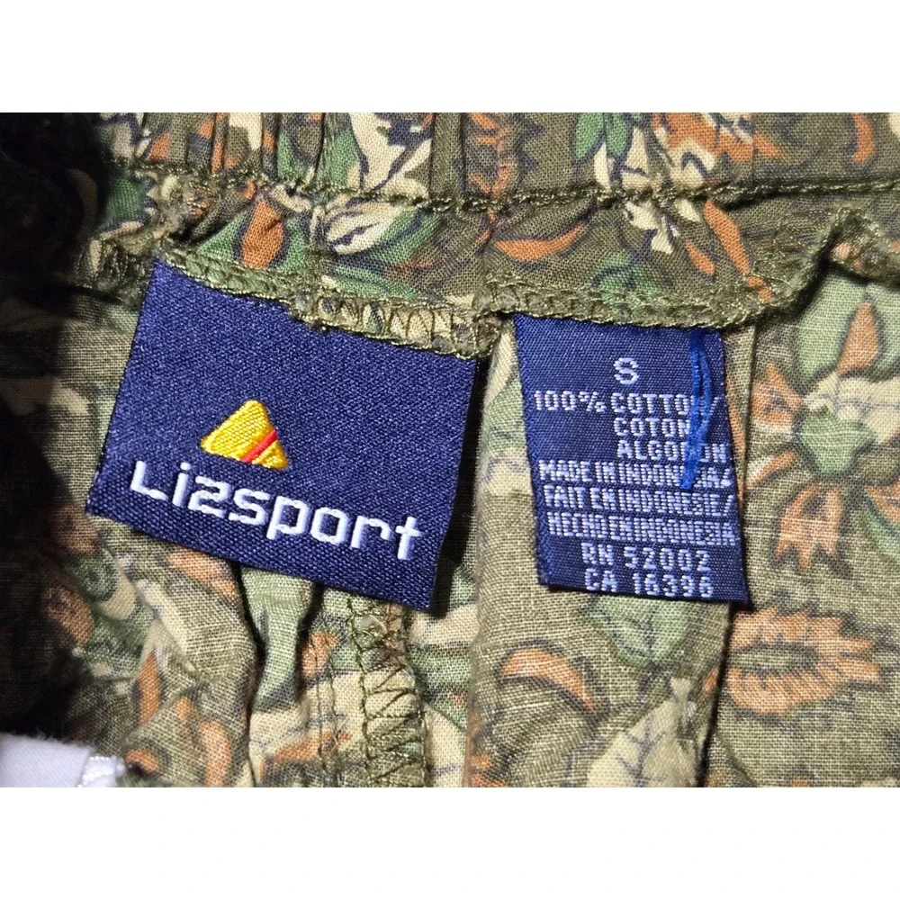 Tropical Floral‎ Cotton Shirt & Shorts Set Lizsport Women's S Olive Green